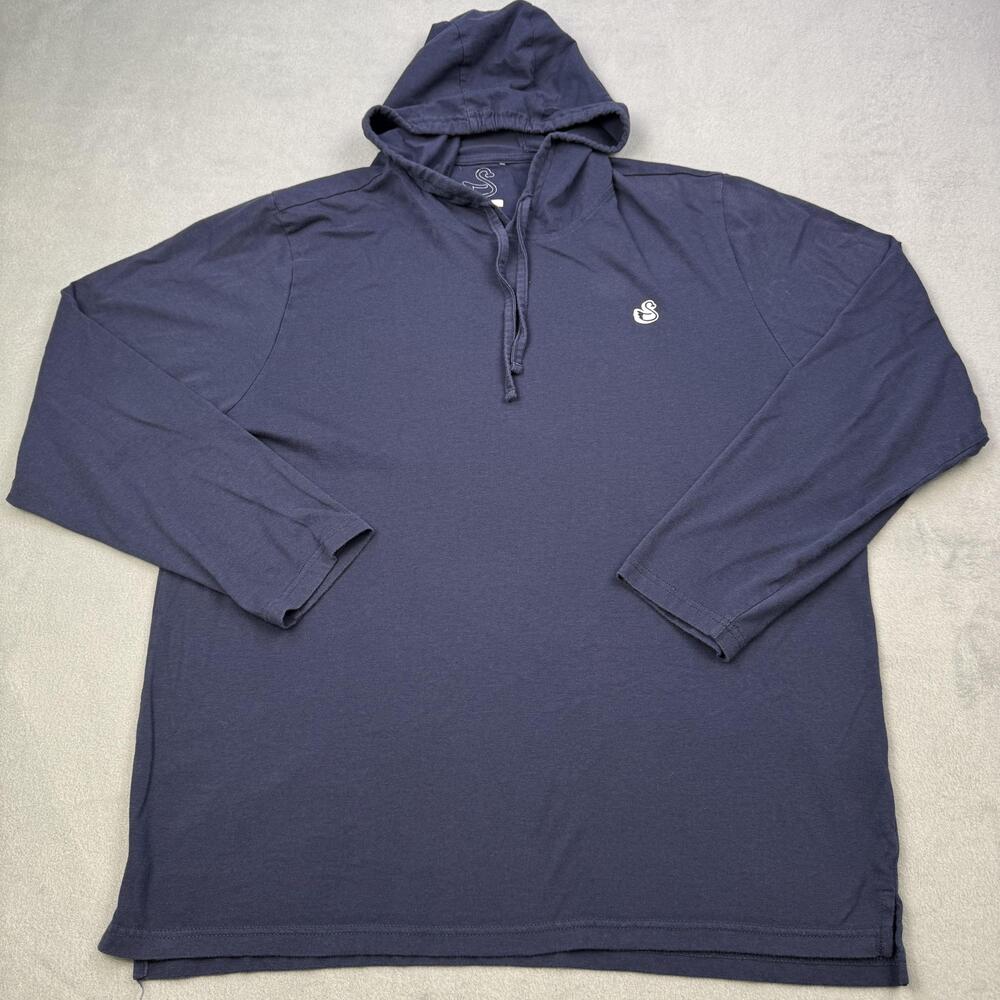 Swannies Hoodie Mens XL Blue Lightweight V Neck Bogey Train Graphic Golf